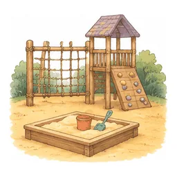 The playground with the sandpit
