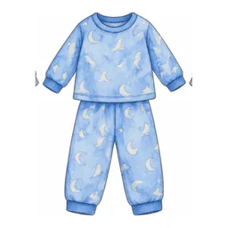 Sky blue with silver moons